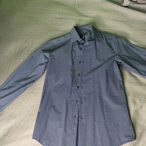 Alfani Men's Navy Patterned Dress Shirt